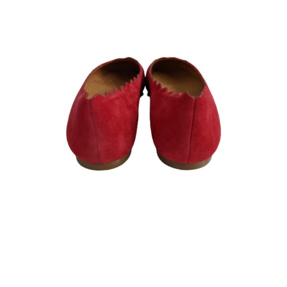 J. Crew Factory Dark Poppy Suede Scalloped Flats 5 - Picture 6 of 10